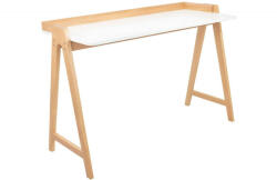 COMPAS Íróasztal - Fehér Bútorlap, Bükkfa Lábak - 123x53 cm (KH010100934)