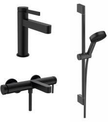 Hansgrohe Set baterii lavoar, cada si set de dus Hansgrohe Finoris negru mat (HansgrohePack6)