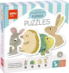 APLI Puzzle-uri progresive 4 în 1 Apli Kids - Animale sălbatice (19439)