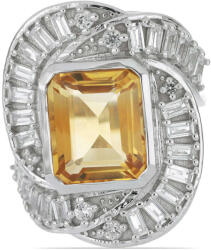  Ural Citrin Ezüst Gyűrű - Fehér Topázzal - pepita - 503 799 Ft