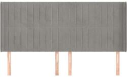 vidaXL Bársony Fejtámla Szárnyakkal - Világosszürke - 203x16x118/128cm (3119884)