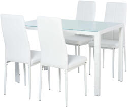 Homcom Asztalkészlet 4 kárpitozott székkel Üveg / Fém, 120x70x75 cm, Fehér (835-255WT)