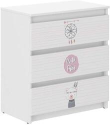 Ifjúsági 3 fiókos Komód - Boho maci - fehér