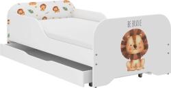 Wooden Toys MIKI gyerekágy 140x70cm matraccal és ágyneműtartóval - Oroszlán Szafari
