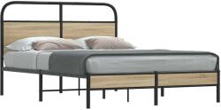 vidaXL ágykeret matrac nélkül 140x190 cm füstölt tölgy fűrészelt fa (4100356)