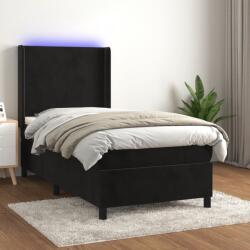 vidaXL fekete bársony rugós és LED-es ágy matraccal 100x200 cm (3139429)