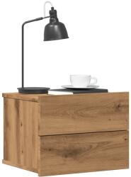 vidaXL 2 db kézműves tölgy fali szerelhető éjjeliszekrény 40x32x30 cm (855947)