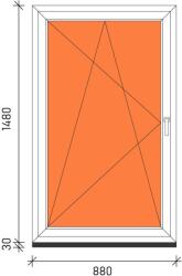  90×150 Bukó-nyíló műanyag ablak 3 rétegű üveggel