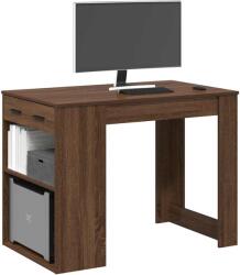 vidaXL íróasztal fiókkal polccal barna tölgy 102x62x77, 5 cm gépelt fa (858692)
