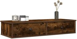 vidaXL füstölt tölgy szerelt fa falipolc fiókokkal 100 x 37, 5 x 19 cm (859963) - vidaxl