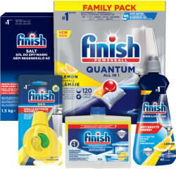 Finish Quantum All in One Csomag tisztító folyadékkal, 120db kapszulával