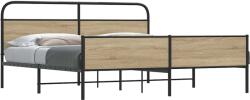vidaXL füstös tölgy színű fém ágykeret matrac nélkül 193 x 203 cm (3318676) - vidaxl