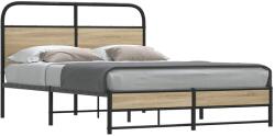vidaXL ágykeret matrac nélkül 135x190 cm füstölt tölgy fűrészelt fa (4100373)