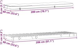 vidaXL fehér tömör fenyőfa futon kanapéágy matraccal 60 x 206 x 11 cm (846747)