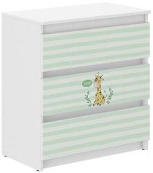  Ifjúsági 3 fiókos Komód - Zsiráf - fehér-zöld