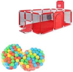 Gyermek járóka focikapuval és kosár palánkkal (piros) + 2*100 darab labda