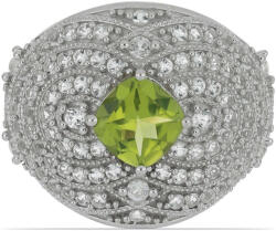 Changbai Peridot Ezüst Gyűrű - Fehér Topázzal (46921710403931)