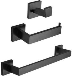 Global Viva Viva NERO - fürdőszobai kiegészítő - akasztó, wc papírtartó, törölközőtartó szett - matt FEKETE (35CS7000) - pepita