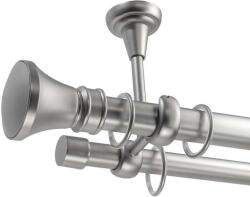  Elegáns Dupla Függönyrúd - Fém, Ezüst - 320 cm (KOLOSOS-SILVER-02-320)