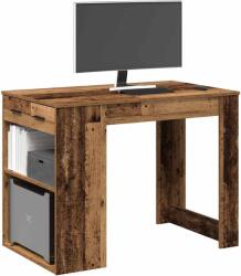 vidaXL íróasztal fiókkal és polccal régi fa 102x62x77, 5 cm gépelt fa (858693) - vidaxl