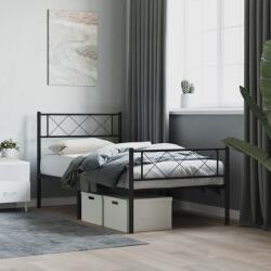 vidaXL fekete fém ágykeret fej- és lábtámlával 100 x 200 cm (372290)