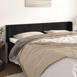 vidaXL Fekete Bársony Ágyfejtámla - Szárnyas - 163x16x78/88cm (3118544)