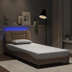 vidaXL cappuccino színű műbőr ágykeret LED-világítással 90 x 200 cm (3213910)