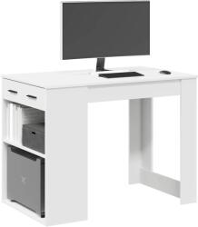 vidaXL íróasztal fiókkal és polccal fehér 102x62x77, 5 cm gépelt fa (858686) - vidaxl