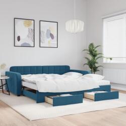 vidaXL kék kihúzható bársony heverő fiókkal 100 x 200 cm (3197007)