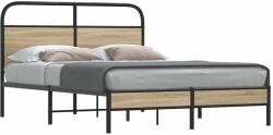 vidaXL ágykeret matrac nélkül 135x190 cm füstölt tölgy fűrészelt fa (4100355)