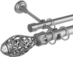 Toledo Dupla Függönyrúd - Fém, Ezüst - 360 cm (TOLEDO - D02-360)