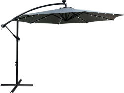 AKORD - LED Világítással Ellátott MILIN Kerti Napernyő 300x300x245 cm Szürke Poliészter, UV- és Vízálló (PARAOGROMILINJASSZAR)