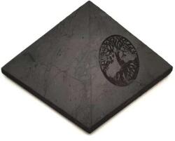 Shungit Piramis - Életfa Gravírozás - 10 cm (024592)
