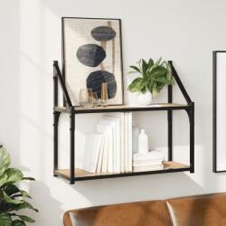 vidaXL 2 szintes sonoma tölgy színű szerelt fa fali polc 60x21x51 cm (835460) - vidaxl