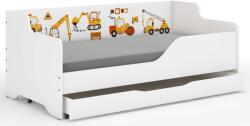  Pătuț pentru copii LILU cu laterale laminate 160x80cm cu saltea și spațiu de depozitare pentru lenjerie de pat - șantier