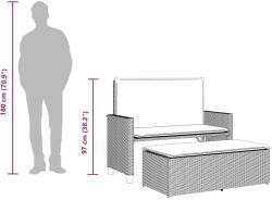vidaXL világosszürke polyrattan kerti pad párnákkal és lábtartóval (368412) - pepita