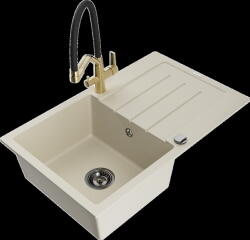 Mexen Bruno, 1 kamrás gránit mosogató 795x495x200 mm és Duo mosogató csaptelep, bézs, 6513-69-671701-57-B (6513-69-671701-57-B)