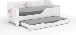  LILU pat pentru copii cu front și lateral laminat 160x80cm cu saltea și spațiu de depozitare lenjerie de pat extensibil cu saltea de 140x70 cm în interior - fată biciclistă cu pălărie
