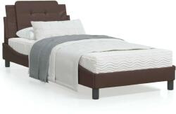 vidaXL barna műbőr ágykeret fejtámlával 90 x 200 cm (3208158) - pepita