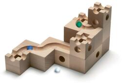  Fából készült játékkészlet gyerekeknek CUBORO, Tunnel, CBR212, 16 db, 5 márványgolyóval, 1-5 játékos részére, fejleszti a koncentrációt és a motoros készségeket, természetes fa