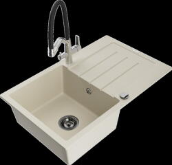 Mexen Bruno, 1 kamrás gránit mosogató 795x495x200 mm és Duo mosogató csaptelep, bézs, 6513-69-671701-07-B (6513-69-671701-07-B)