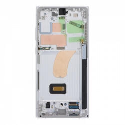 Samsung S918B Galaxy S23 Ultra EU előlap keret, lcd kijelző és érintőpanel, ezüst (Same Size, OLED)