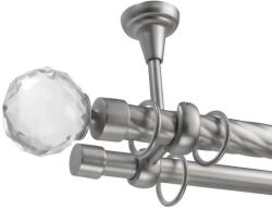  CristalLine - Dupla Csavart Galéria Rúd - Kristály Díszekkel - 400 cm (CRISTAL-TWIST-SILVER-02-400)