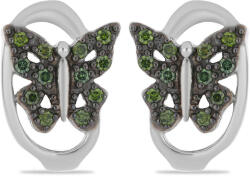 Pillangó Ezüst Fülbevaló - Zöld Gyémánt - 0.24 Karát