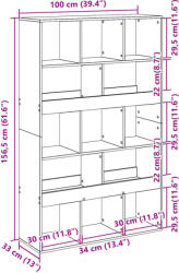 vidaXL antik fa színű szerelt fa könyvespolc 100 x 33 x 156, 5 cm (3309373) - pepita