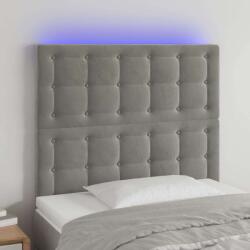 vidaXL Bársony LED Fejtámla - Világosszürke - 90x128cm (3122894)