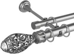 Toledo Dupla Függönyrúd - Fém, Ezüst - 360 cm (TOLEDO - D01-360)