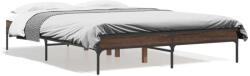 vidaXL barna tölgyszínű szerelt fa és fém ágykeret 120 x 190 cm (845050) - pepita