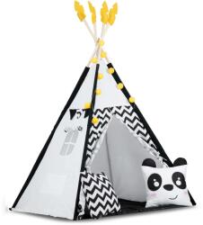 RicoKids Gyermek tipi sátor füzérrel és fényekkel nukido fehér és fekete pandával (740025)