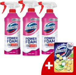 Domestos Power Hab spray Floral Fresh 3x435ml + Ajándék Domestos WC rúd